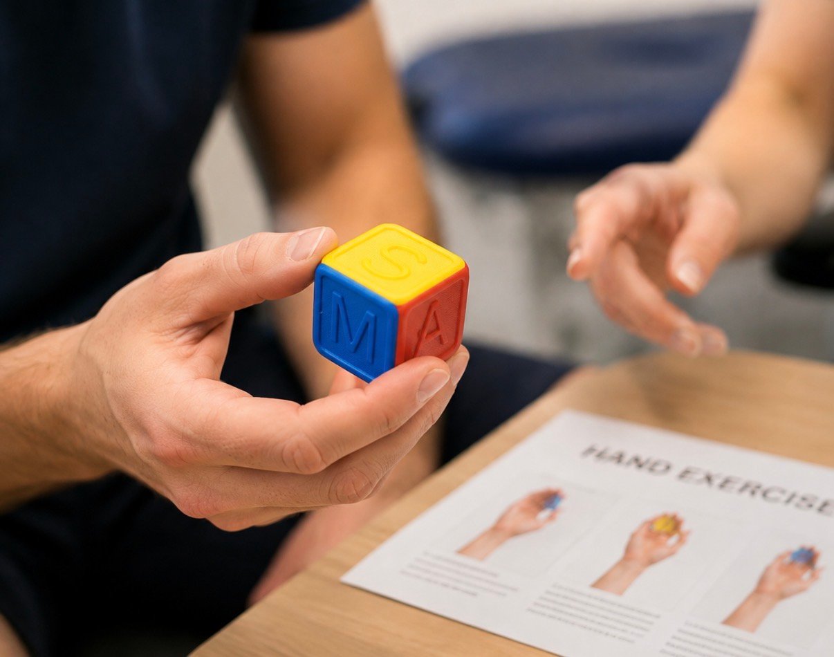Person holding a SMARTcube during hand exercises